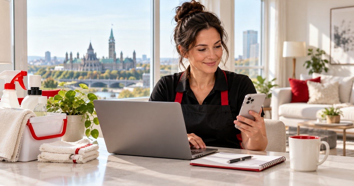 Ottawa cleaning business owner managing website bookings and quotes