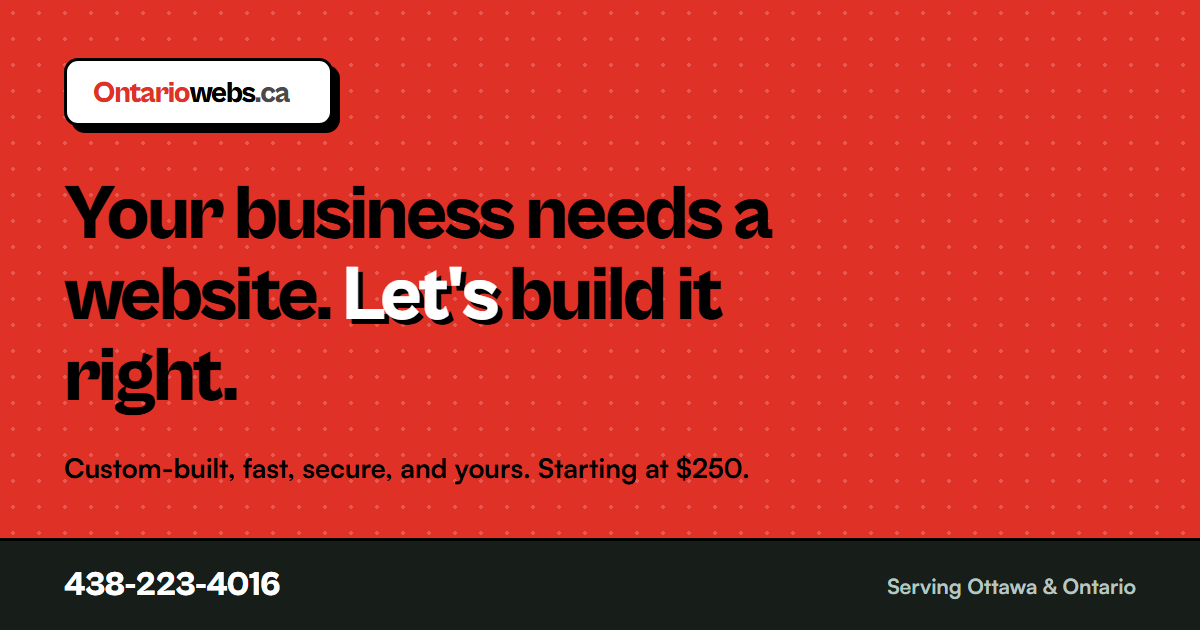 Ontario Webs website shown as a 24/7 digital sales assistant for a small business
